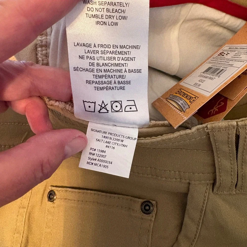 2pk Browning Heritage Graham Pants Mens 42x32 Khaki Stretch Cotton Utility NWT